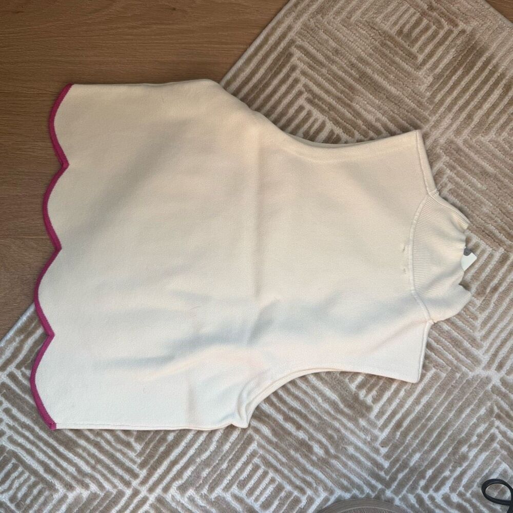 MAEVE SCALLOPED TURTLENECK SWEATER TANK TOP size medium $98 m10 - Picture 5 of 5